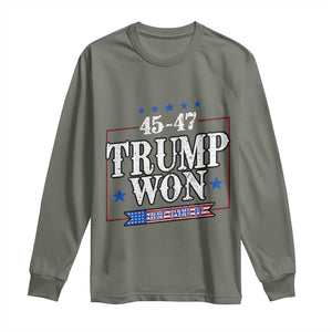 Trump 2024 Long Sleeve Shirt He Won Get Over it Gifts For Trump Supporter TS10 Military Green Print Your Wear