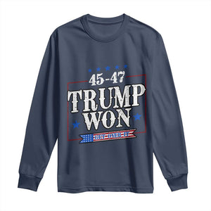 Trump 2024 Long Sleeve Shirt He Won Get Over it Gifts For Trump Supporter TS10 Navy Print Your Wear