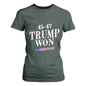 Trump 2024 T Shirt For Women He Won Get Over it Gifts For Trump Supporter TS10 Dark Forest Green Print Your Wear