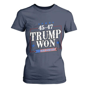 Trump 2024 T Shirt For Women He Won Get Over it Gifts For Trump Supporter TS10 Navy Print Your Wear