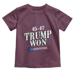 Trump 2024 Toddler T Shirt He Won Get Over it Gifts For Trump Supporter TS10 Maroon Print Your Wear