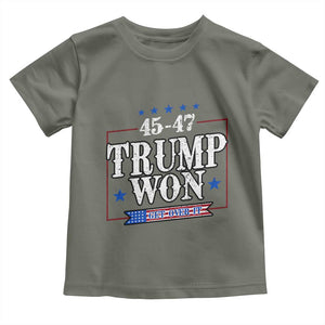 Trump 2024 Toddler T Shirt He Won Get Over it Gifts For Trump Supporter TS10 Military Green Print Your Wear