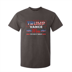 Trump Vance T Shirt For Kid Outlaw Hillbilly Won We Did It Bruh 2024 Election TS10 Dark Chocolate Print Your Wear