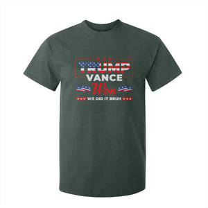 Trump Vance T Shirt For Kid Outlaw Hillbilly Won We Did It Bruh 2024 Election TS10 Dark Forest Green Print Your Wear