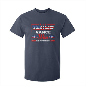 Trump Vance T Shirt For Kid Outlaw Hillbilly Won We Did It Bruh 2024 Election TS10 Navy Print Your Wear