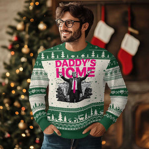 Daddy's Home Trump Ugly Christmas Sweater Funny White House Trump Pink 2024 TS10 Green Print Your Wear