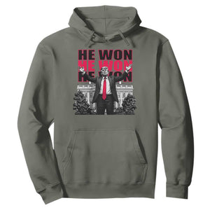 Daddy's Home Trump Won Hoodie White House He Won 2024 TS10 Military Green Print Your Wear