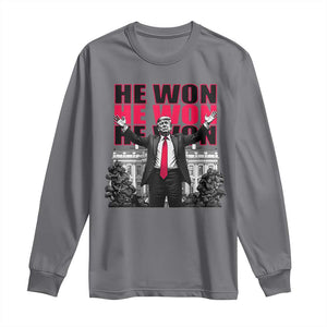 Daddy's Home Trump Won Long Sleeve Shirt White House He Won 2024 TS10 Charcoal Print Your Wear