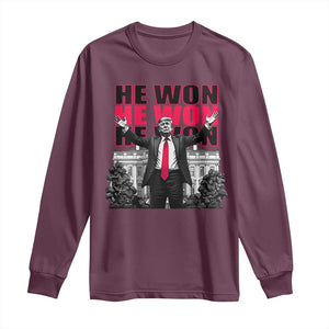 Daddy's Home Trump Won Long Sleeve Shirt White House He Won 2024 TS10 Maroon Print Your Wear