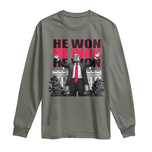 Daddy's Home Trump Won Long Sleeve Shirt White House He Won 2024 TS10 Military Green Print Your Wear