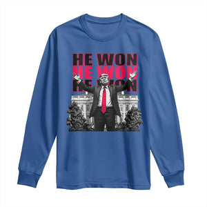 Daddy's Home Trump Won Long Sleeve Shirt White House He Won 2024 TS10 Royal Blue Print Your Wear