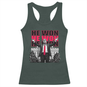 Daddy's Home Trump Won Racerback Tank Top White House He Won 2024 TS10 Dark Forest Green Print Your Wear