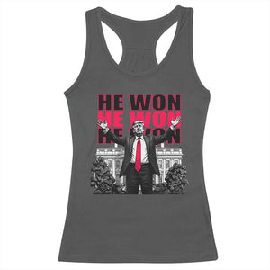 Daddy's Home Trump Won Racerback Tank Top White House He Won 2024 TS10 Dark Heather Print Your Wear