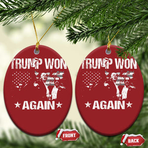 Trump Won 2024 Christmas Ornament Donald Trump Won Again 45 47 President 2024 US Election TS10 Oval Red Print Your Wear