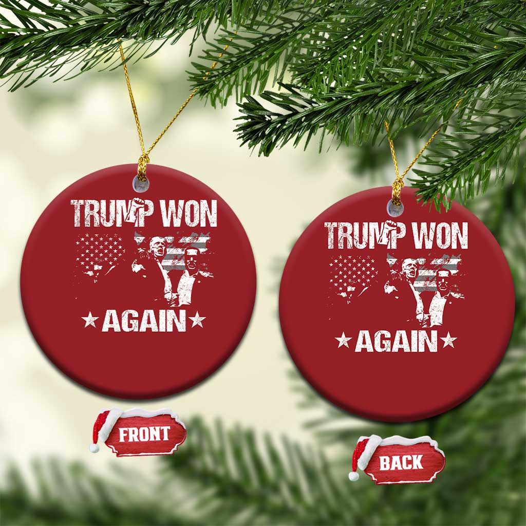 Trump Won 2024 Christmas Ornament Donald Trump Won Again 45 47 President 2024 US Election TS10 Circle Red Print Your Wear