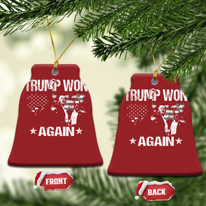 Trump Won 2024 Christmas Ornament Donald Trump Won Again 45 47 President 2024 US Election TS10 Bell Flake Red Print Your Wear