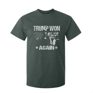 Trump Won 2024 T Shirt For Kid Donald Trump Won Again 45 47 President 2024 US Election TS10 Dark Forest Green Print Your Wear