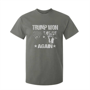 Trump Won 2024 T Shirt For Kid Donald Trump Won Again 45 47 President 2024 US Election TS10 Military Green Print Your Wear