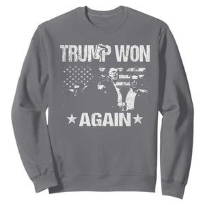 Trump Won 2024 Sweatshirt Donald Trump Won Again 45 47 President 2024 US Election TS10 Charcoal Print Your Wear