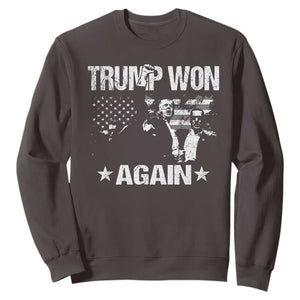 Trump Won 2024 Sweatshirt Donald Trump Won Again 45 47 President 2024 US Election TS10 Dark Chocolate Print Your Wear