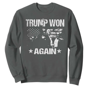 Trump Won 2024 Sweatshirt Donald Trump Won Again 45 47 President 2024 US Election TS10 Dark Heather Print Your Wear