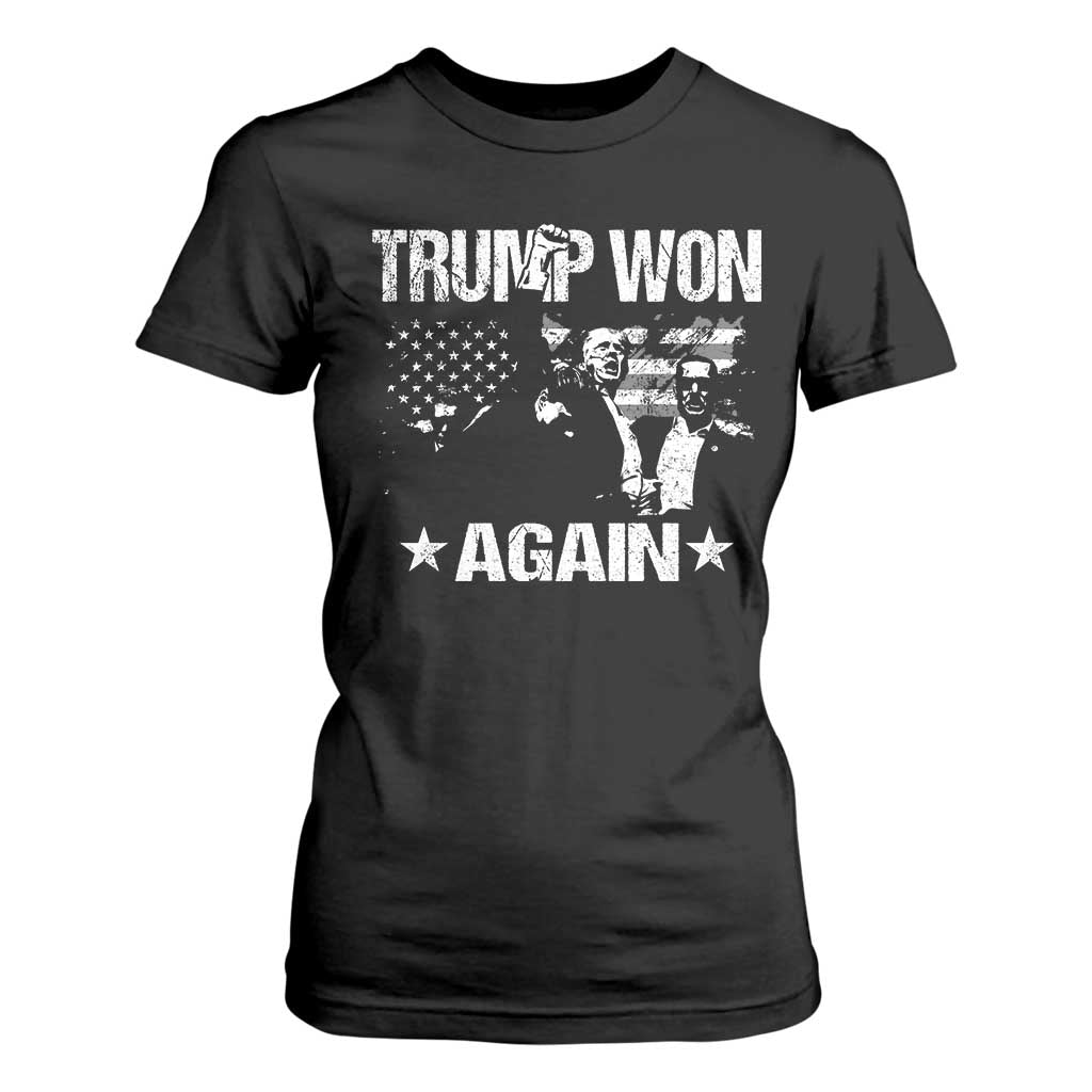 Trump Won 2024 T Shirt For Women Donald Trump Won Again 45 47 President 2024 US Election TS10 Black Print Your Wear