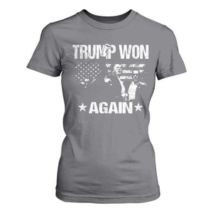 Trump Won 2024 T Shirt For Women Donald Trump Won Again 45 47 President 2024 US Election TS10 Charcoal Print Your Wear