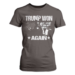 Trump Won 2024 T Shirt For Women Donald Trump Won Again 45 47 President 2024 US Election TS10 Dark Chocolate Print Your Wear