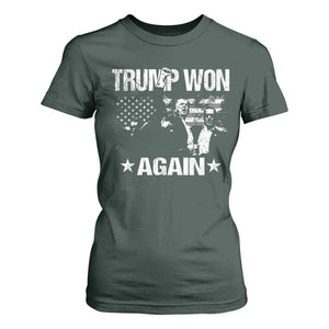 Trump Won 2024 T Shirt For Women Donald Trump Won Again 45 47 President 2024 US Election TS10 Dark Forest Green Print Your Wear