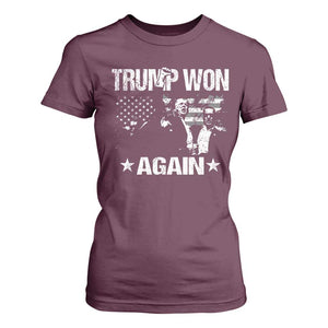 Trump Won 2024 T Shirt For Women Donald Trump Won Again 45 47 President 2024 US Election TS10 Maroon Print Your Wear