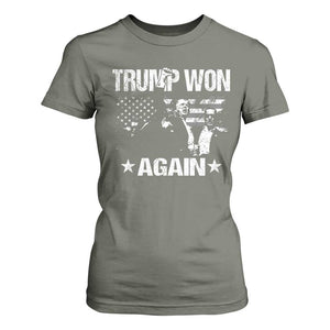 Trump Won 2024 T Shirt For Women Donald Trump Won Again 45 47 President 2024 US Election TS10 Military Green Print Your Wear