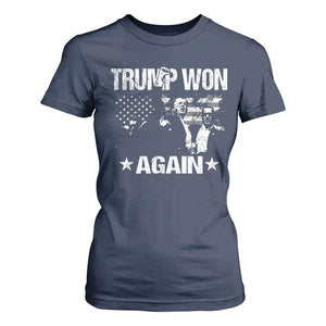 Trump Won 2024 T Shirt For Women Donald Trump Won Again 45 47 President 2024 US Election TS10 Navy Print Your Wear