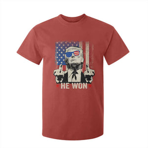 Trump Won 2024 T Shirt For Kid Middle Finger 45 47Th President Usa Flag TS10 Red Print Your Wear