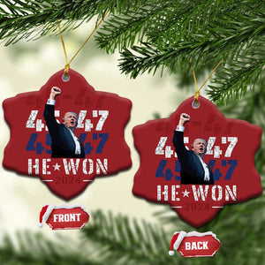 Trump Won 2024 Christmas Ornament President 47th 45 47 Trump Wins TS10 Snow Flake Red Print Your Wear