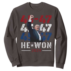 Trump Won 2024 Sweatshirt President 47th 45 47 Trump Wins TS10 Dark Chocolate Print Your Wear