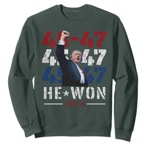 Trump Won 2024 Sweatshirt President 47th 45 47 Trump Wins TS10 Dark Forest Green Print Your Wear