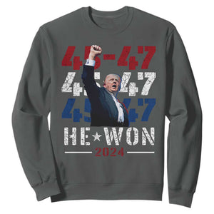 Trump Won 2024 Sweatshirt President 47th 45 47 Trump Wins TS10 Dark Heather Print Your Wear