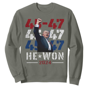 Trump Won 2024 Sweatshirt President 47th 45 47 Trump Wins TS10 Military Green Print Your Wear