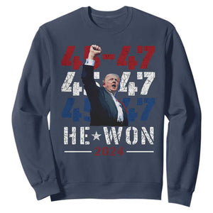 Trump Won 2024 Sweatshirt President 47th 45 47 Trump Wins TS10 Navy Print Your Wear