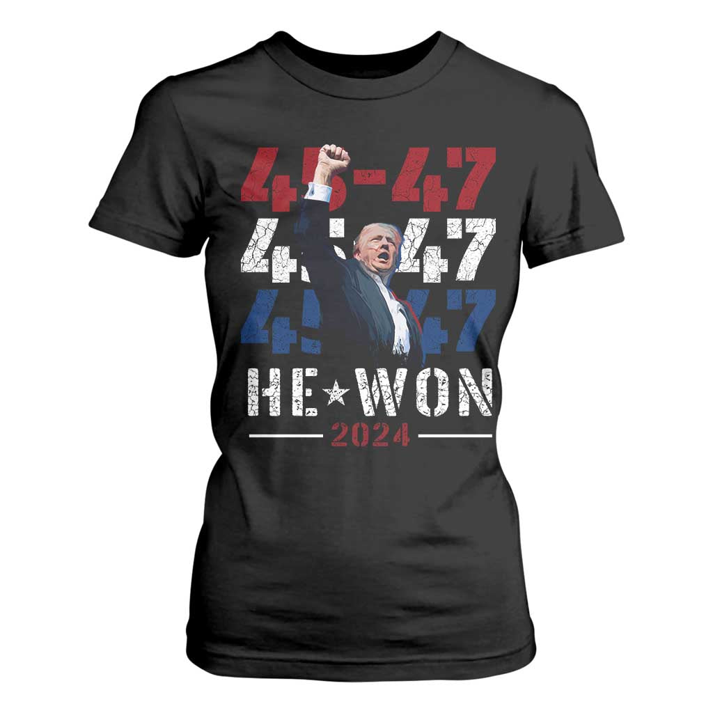 Trump Won 2024 T Shirt For Women President 47th 45 47 Trump Wins TS10 Black Print Your Wear