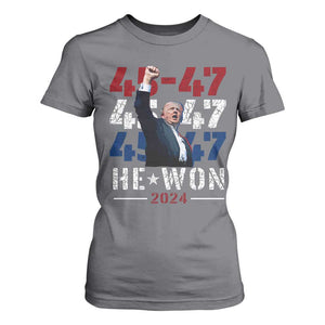 Trump Won 2024 T Shirt For Women President 47th 45 47 Trump Wins TS10 Charcoal Print Your Wear