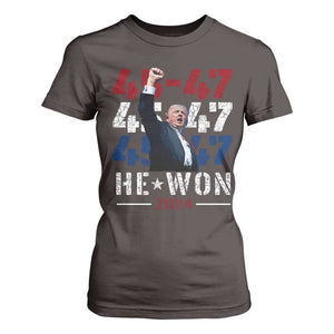 Trump Won 2024 T Shirt For Women President 47th 45 47 Trump Wins TS10 Dark Chocolate Print Your Wear