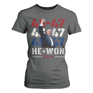 Trump Won 2024 T Shirt For Women President 47th 45 47 Trump Wins TS10 Dark Heather Print Your Wear