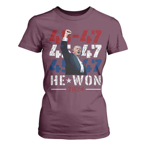 Trump Won 2024 T Shirt For Women President 47th 45 47 Trump Wins TS10 Maroon Print Your Wear