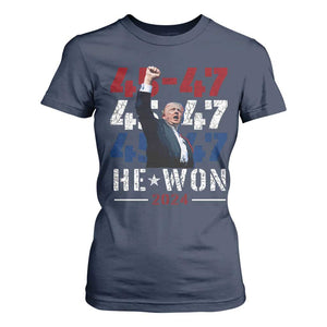 Trump Won 2024 T Shirt For Women President 47th 45 47 Trump Wins TS10 Navy Print Your Wear