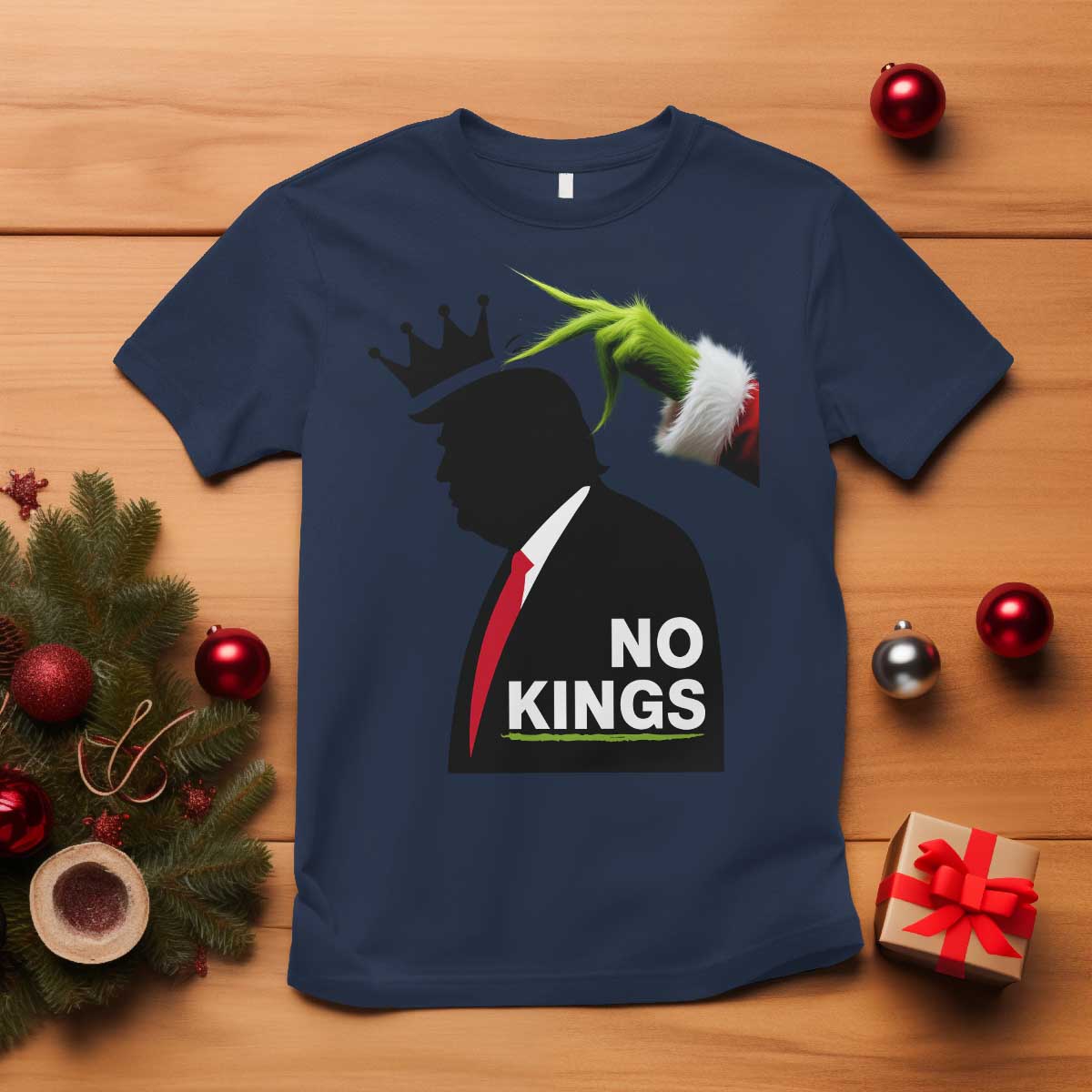 Funny Christmas No Kings in America T Shirt TS10 Navy Print Your Wear