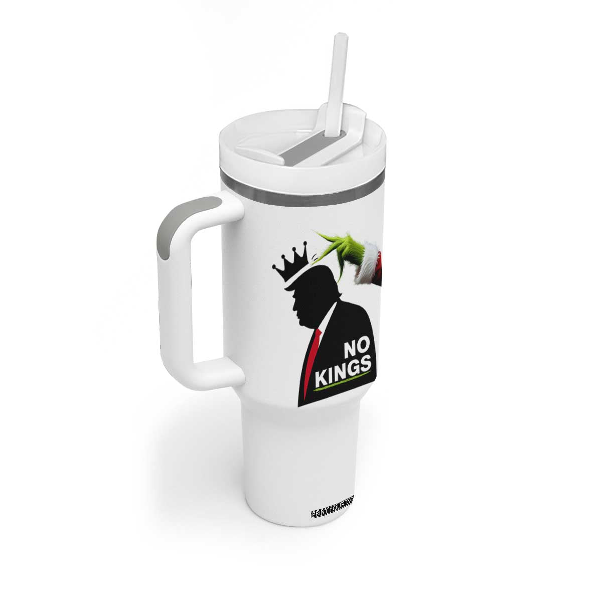 Funny Christmas No Kings in America Tumbler With Handle TS10 Print Your Wear