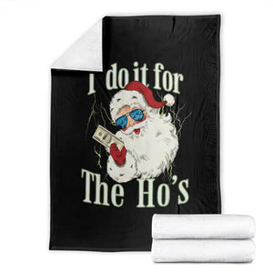 I Do It For The Hos Throw Blanket Rude Offensive Christmas Santa Face Retro Bootleg TS10 Black Print Your Wear