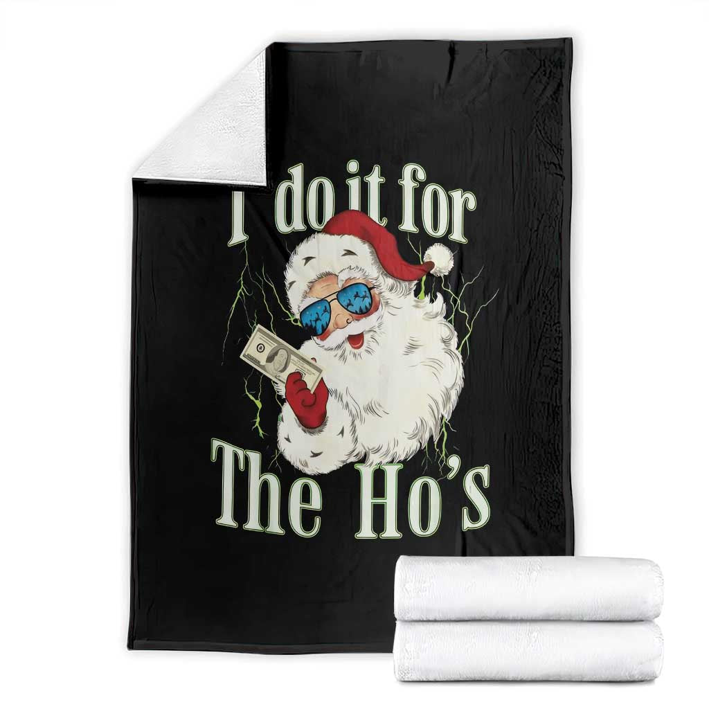 I Do It For The Hos Throw Blanket Rude Offensive Christmas Santa Face Retro Bootleg TS10 Black Print Your Wear