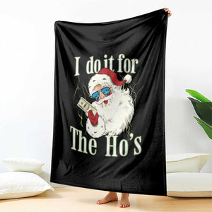 I Do It For The Hos Throw Blanket Rude Offensive Christmas Santa Face Retro Bootleg TS10 Print Your Wear